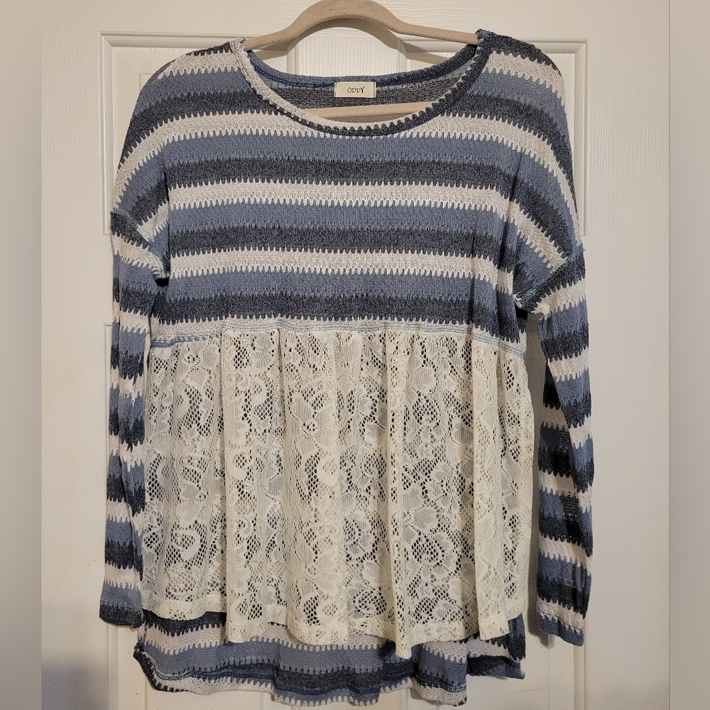 Lace Front Sweater w/Side Slits